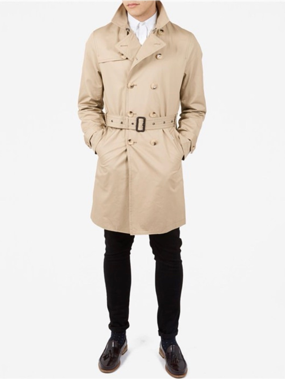 Ben Sherman Tan Double-Breasted Trench Coat - Picture 3 of 12